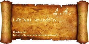 Lévai Arikán névjegykártya